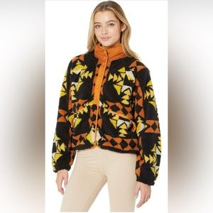 NWT Free People Printed Hit the Slopes Night Sky Combo Fleece Jacket Small